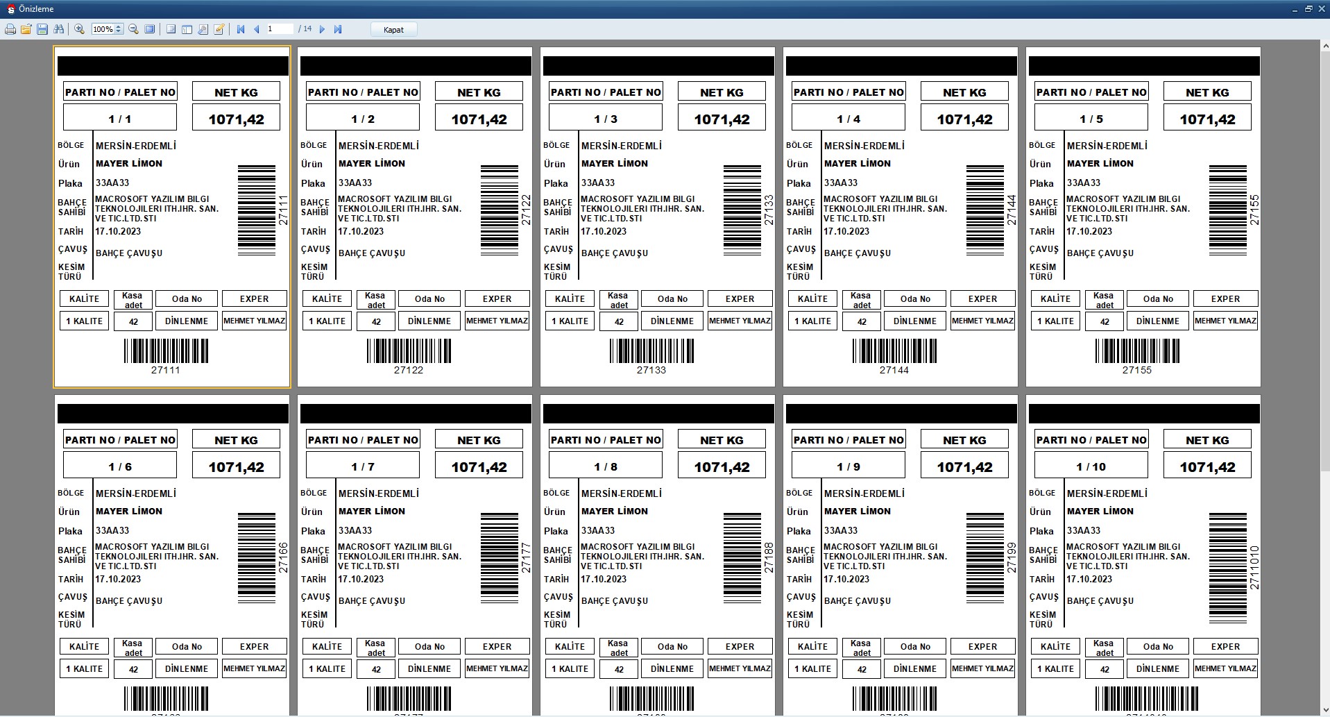 Mal Kabul Barkod Sistemi